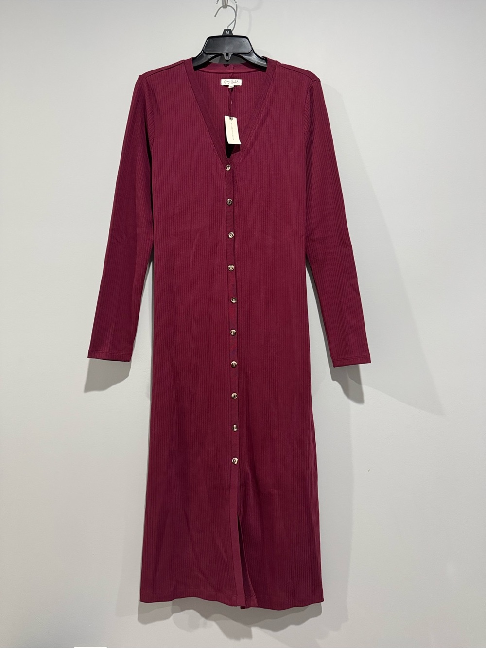 NWT Anthropologie Ribbed Button-Front Long Sleeve Dress L